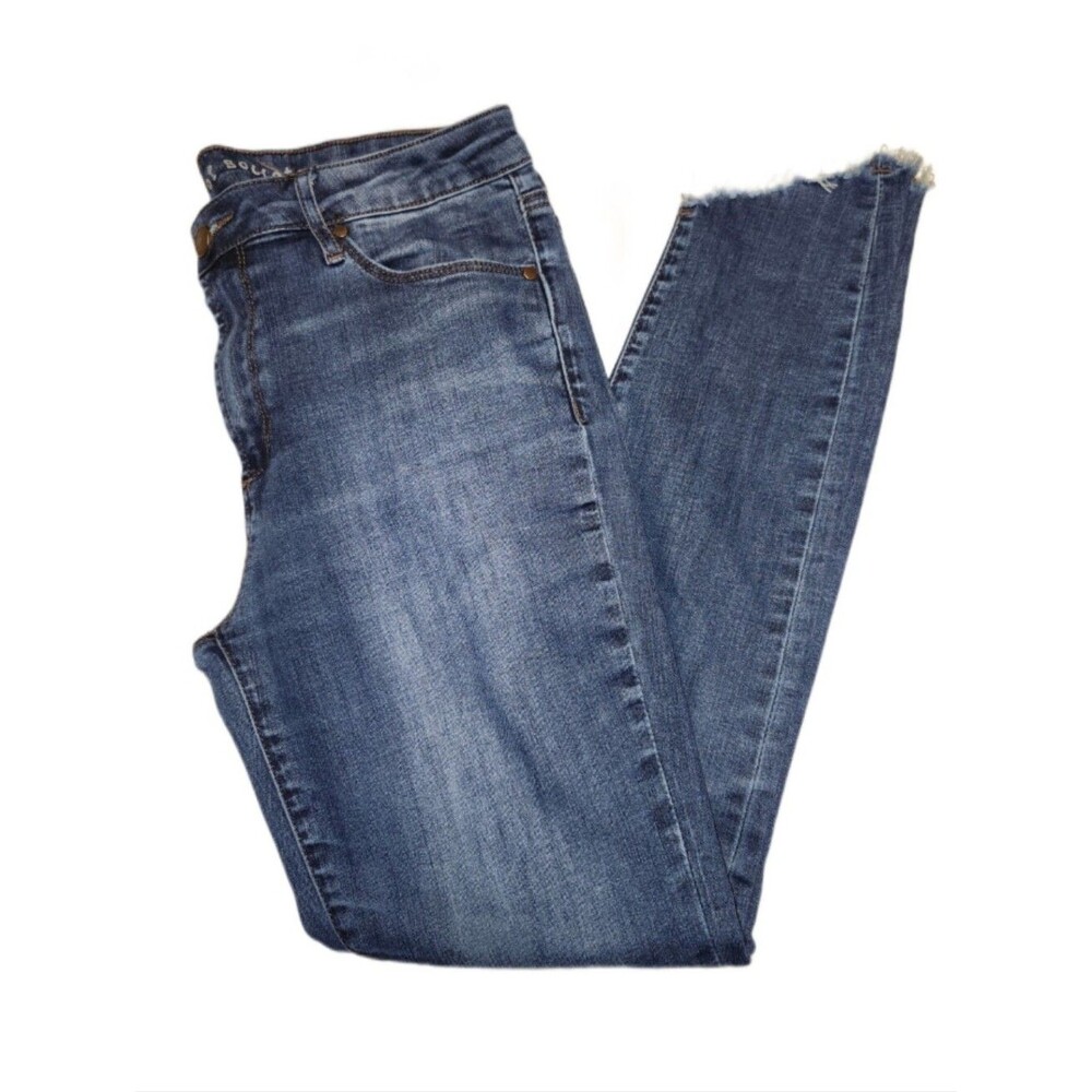Articles Of Society Cougar Wash Mid Rise Skinny Jeans, Raw Slanted Hem, 30